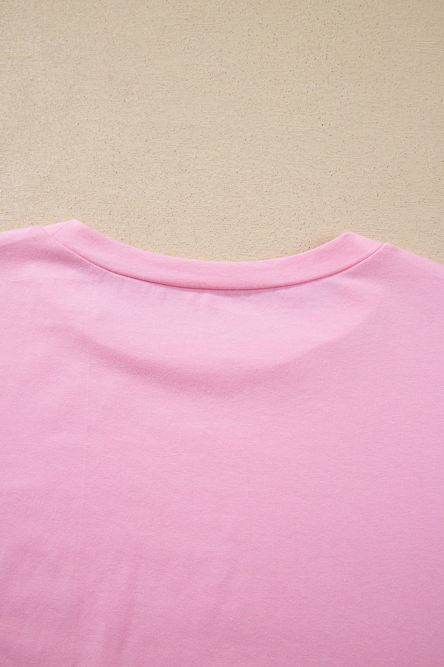 Pink Long Sleeve Sequin Round Neck Pullover Top