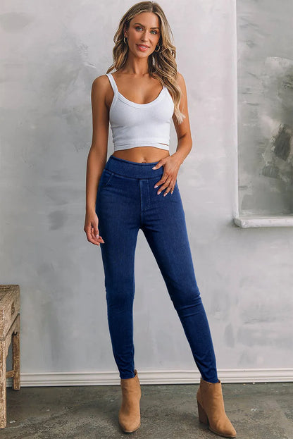 Ashleigh Blue Solid Color High Waist Stretchy Slim Fit Jeggings - Chic Meadow Boutique 