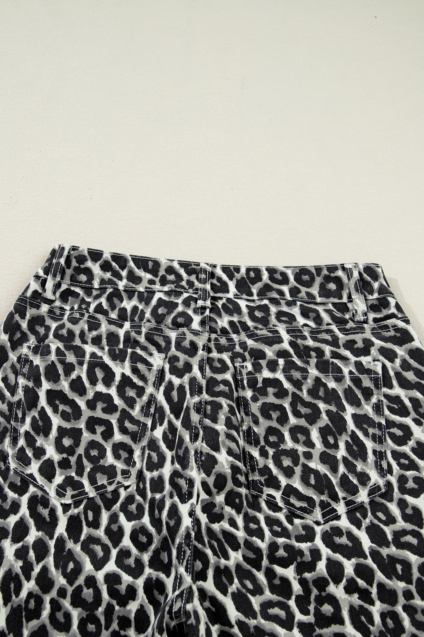 Black Leopard Print Barrel Jeans