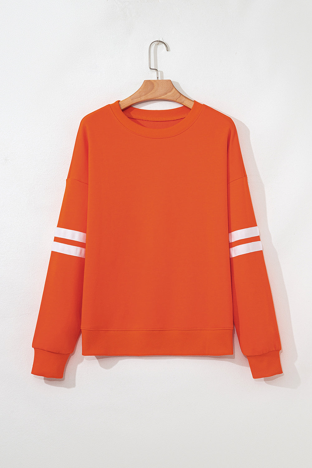 Orange Varsity Striped Detail Drop Shoulder Oversized Sweatshirt