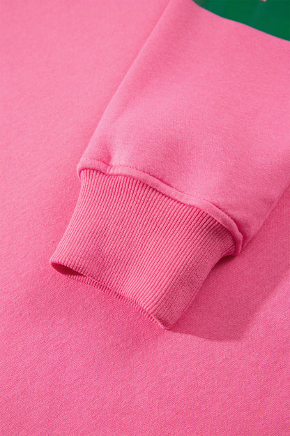 Sachet Pink Slogan Print Round Neck Long Sleeve Sweatshirt