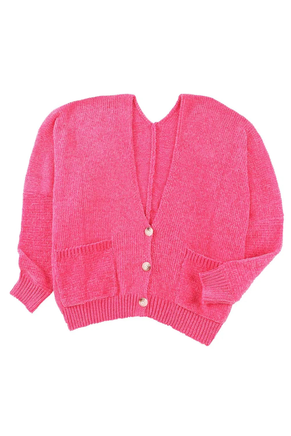 Rose Buttons Front Pocketed Sweater Cardigan - Chic Meadow Boutique 