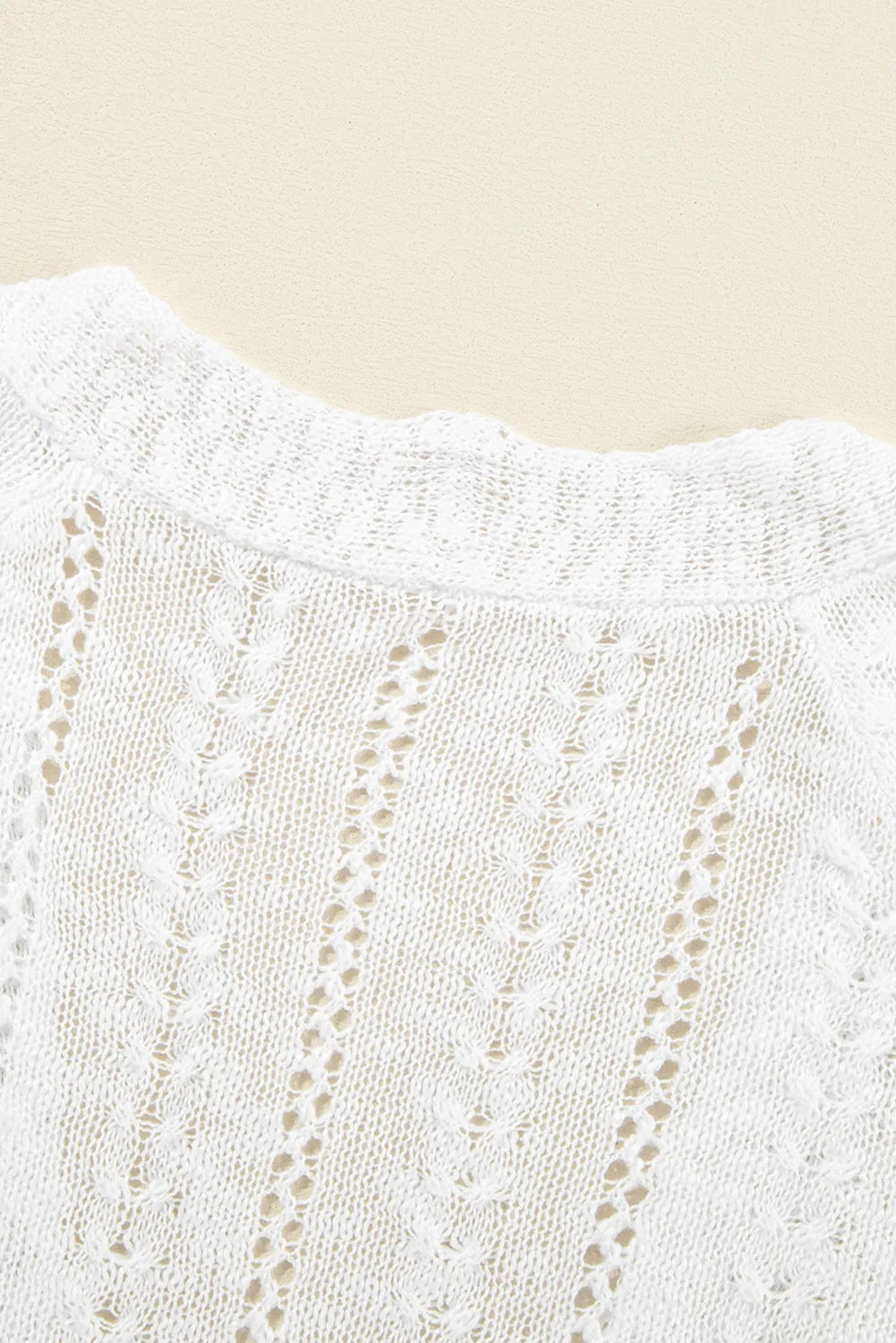 White Solid Open Knit Cardigan - Chic Meadow Boutique 