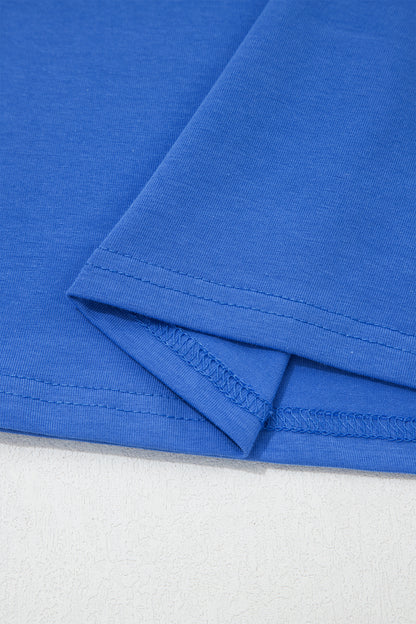 Dark Blue Varsity Striped Short Sleeve Crew Neck T Shirt
