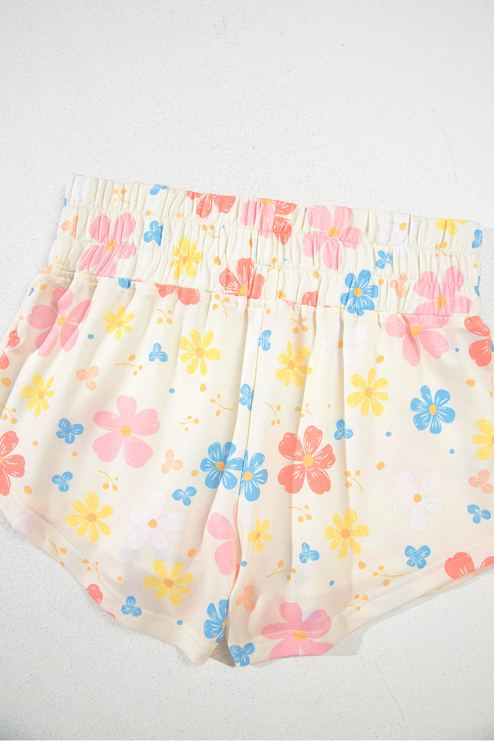 Apricot Floral Print Crop Top Wide Leg Short Set