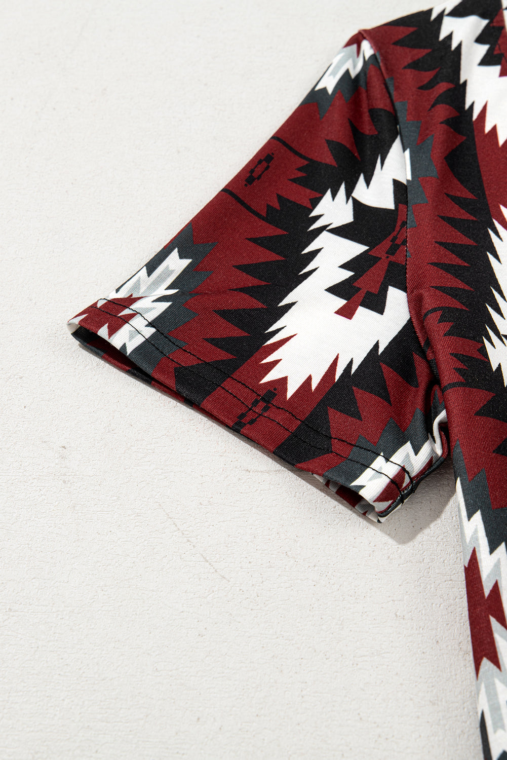 Red Western Aztec Printed Long T-shirt Dress