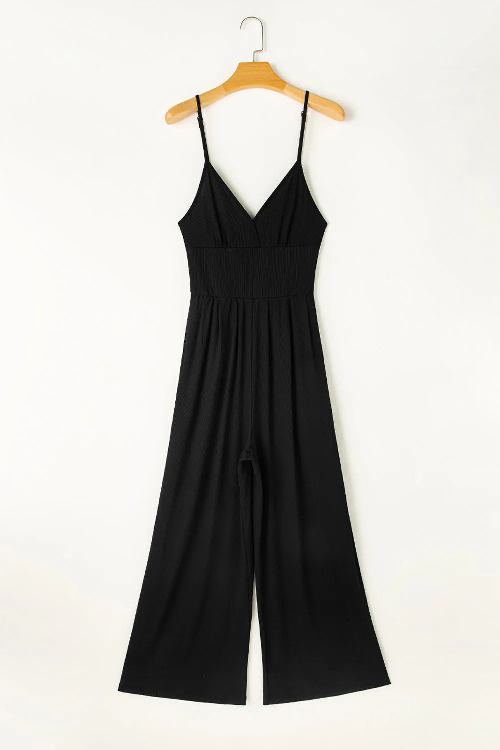 Black Wide Leg High Waist Sexy V Neck Cami Jumpsuit - Chic Meadow Boutique 