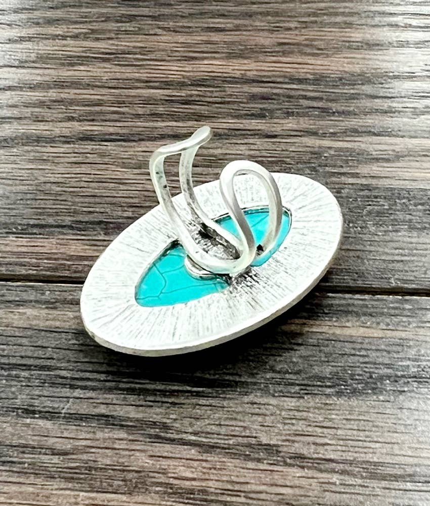 Oval Turquoise Adjustable Ring