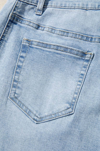 Myosotis Raw Hem Turnup Loose Ankle-length Jeans
