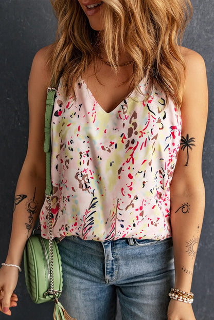 Multicolor Floral Print Spaghetti Straps Tank Top - Chic Meadow Boutique 