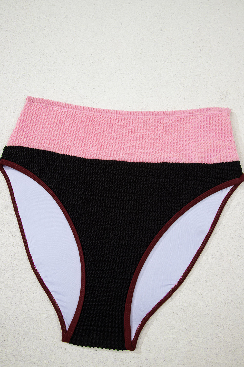 Burgundy Color Block High Waisted Sexy Bikini Set