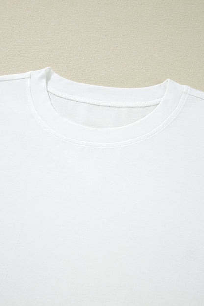 White Lace Long Sleeve Insert Drop Shoulder Tee