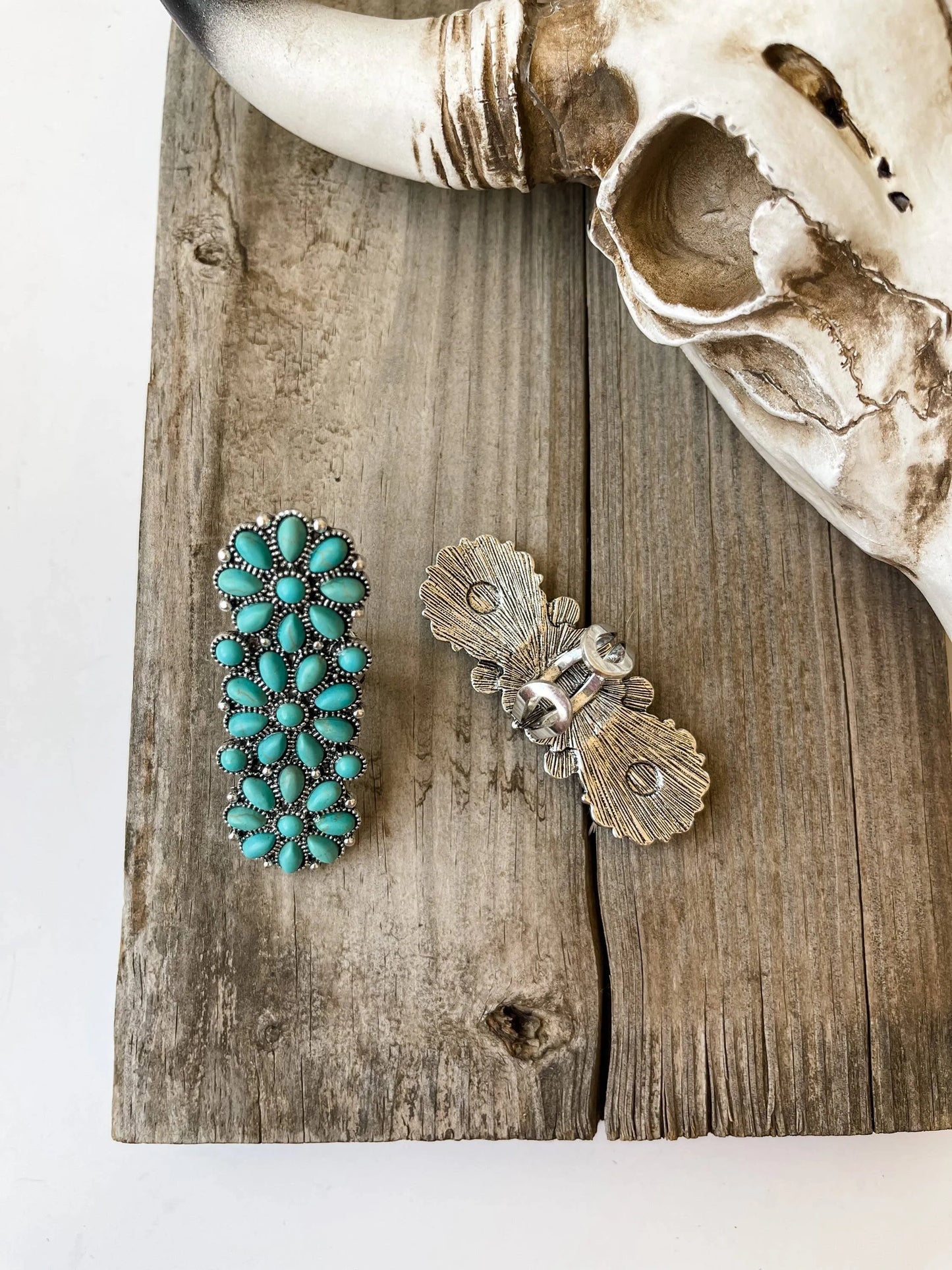 Jewelry White Western Adjustable Cluster Cuff Ring | turquoise or copper