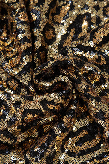 Brown Sequined Leopard Print Disco Mini Skirt - Chic Meadow Boutique 