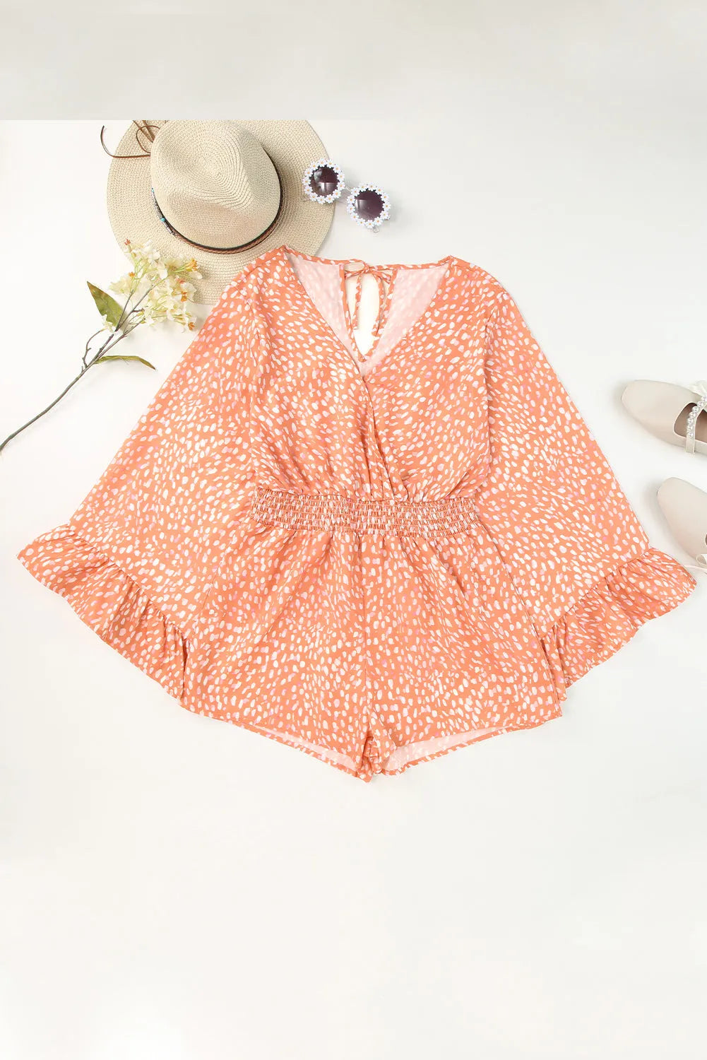 Orange Animal Spotted Print Romper - Chic Meadow Boutique 