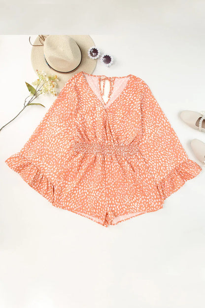 Orange Animal Spotted Print Romper - Chic Meadow Boutique 