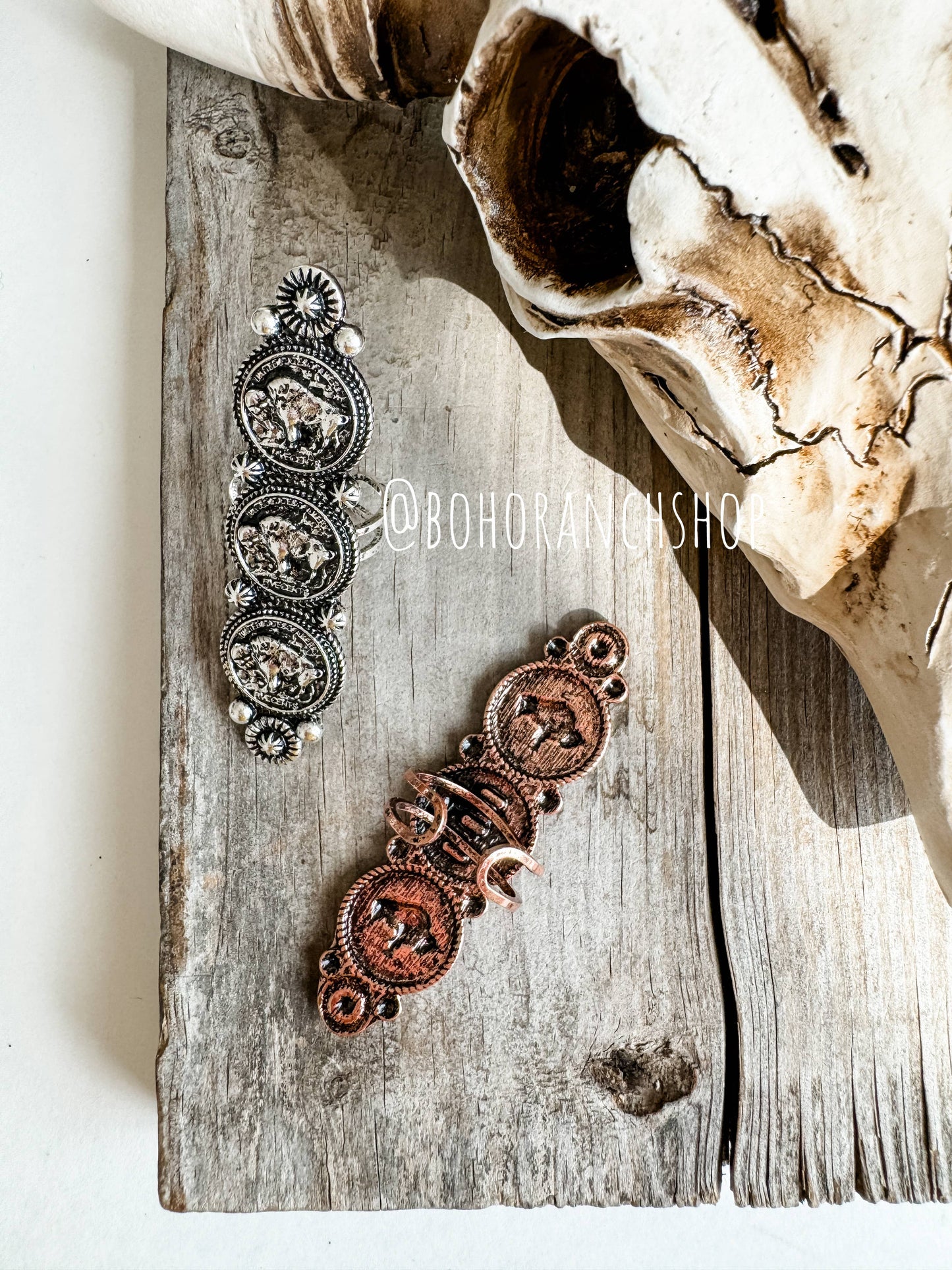 3 COIN TEXTURED RING - Western adjustable ring 