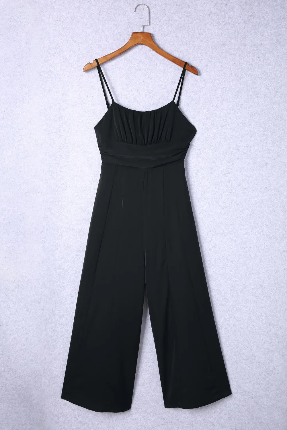 Black Spaghetti Straps Backless Knot Wide-Leg Jumpsuit - Chic Meadow Boutique 