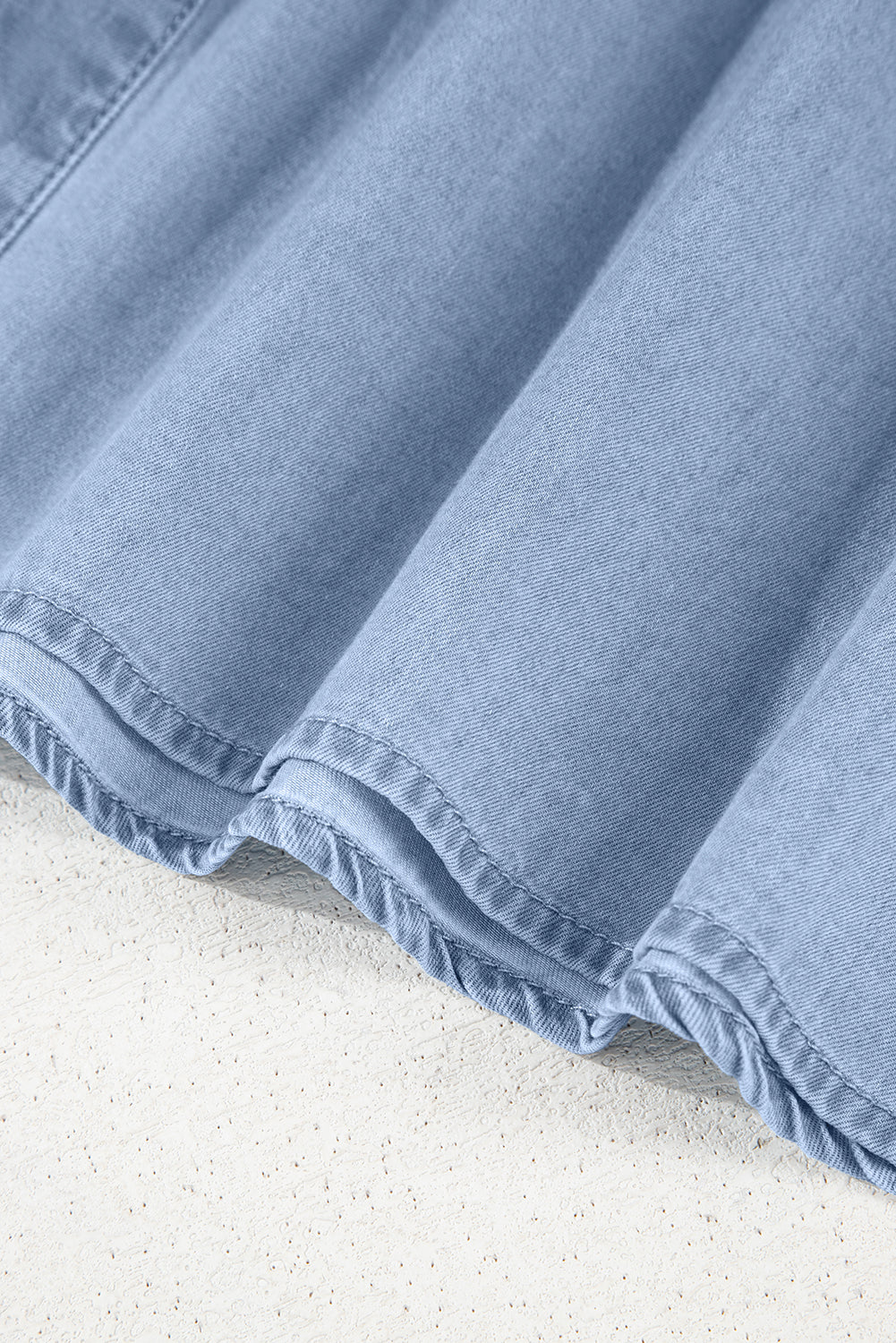 Myosotis Denim Pleated Slim Waist Short Sleeve Shirt Dress