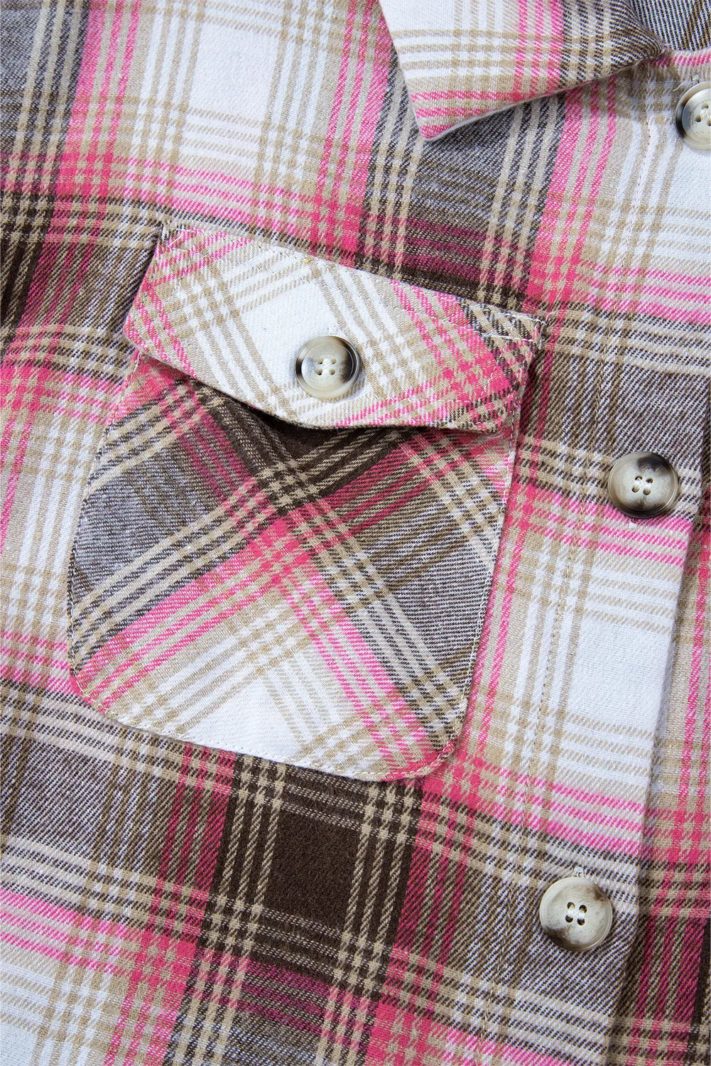 Pink Plaid Flap Pocket Button Up Shacket - Chic Meadow Boutique 