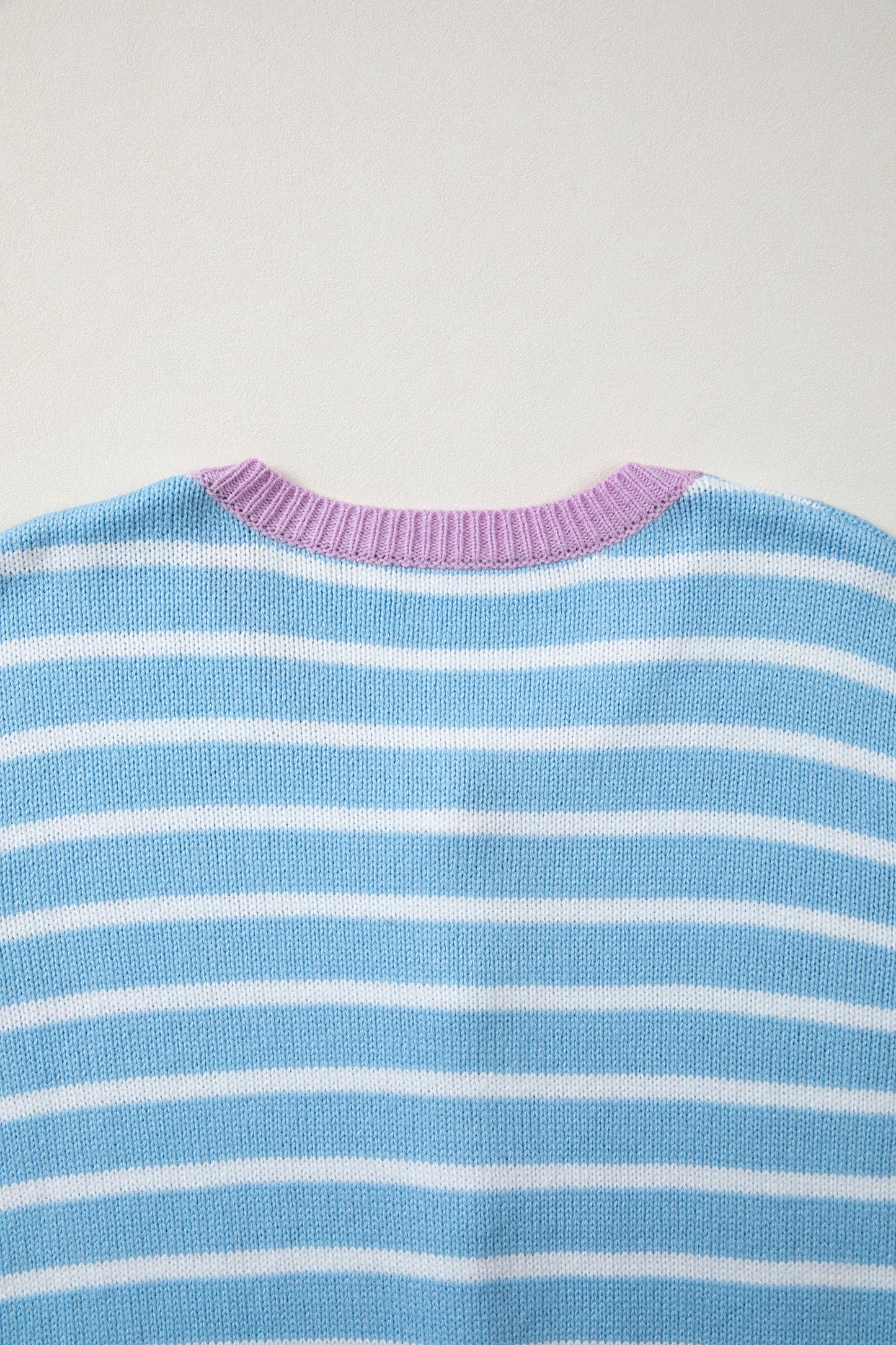 Sky Blue Stripe Striped Long Sleeve Round Neck Casual Open Front Cardigan