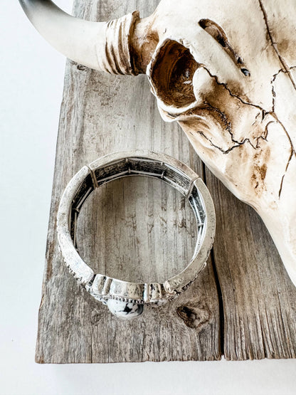 Concho Stone Stretch Bracelet - White - Chic Meadow Boutique 