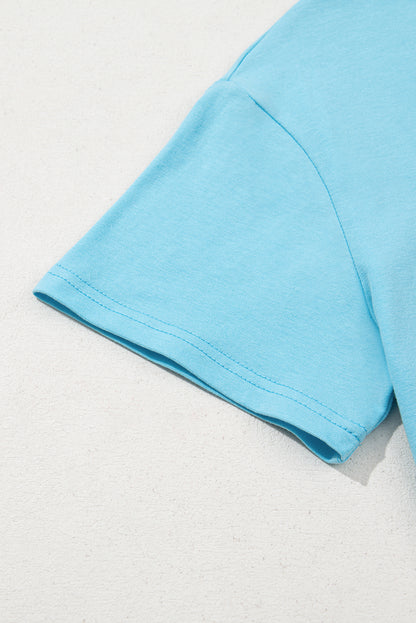 Light Blue MAMA Letter Graphic Neon T Shirt