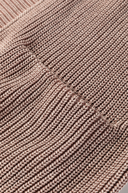 Chestnut Mineral Wash Exposed Seam Patchwork Knit Open Sweater Cardigan