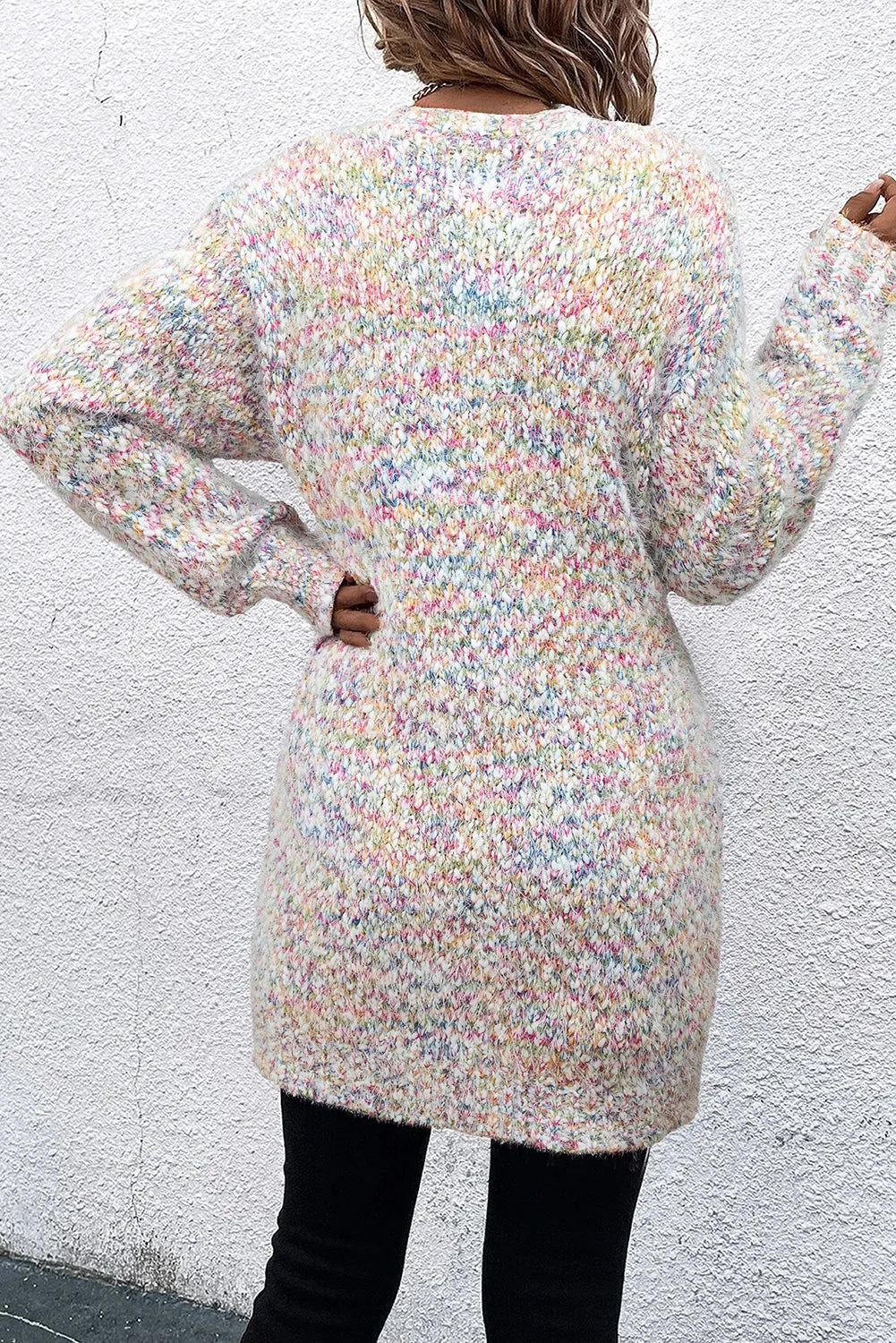 Yellow Multicolor Confetti Open Front Knit Cardigan - Chic Meadow Boutique 