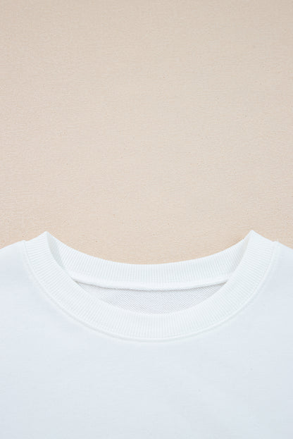 White Varsity Striped Detail Drop Shoulder Oversized Sweatshirt