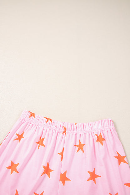 Pink Stars Short Sleeve Shirt and Shorts Bamboo Pajama Set