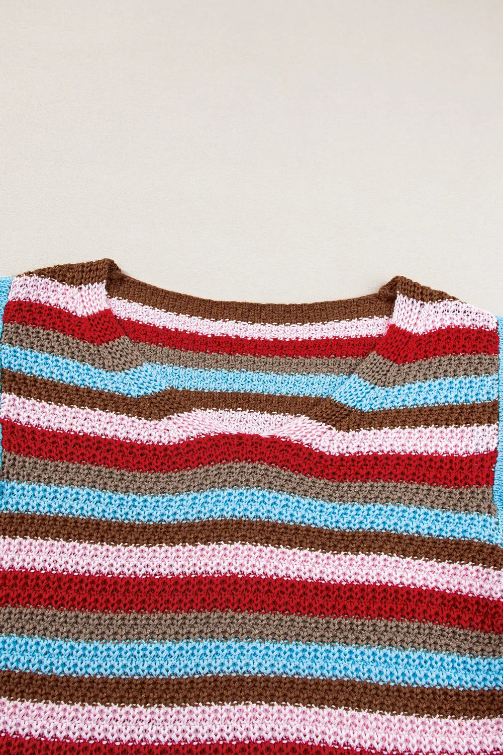 Multicolour Striped Ruffled Sleeve V Neck Sweater - Chic Meadow Boutique 