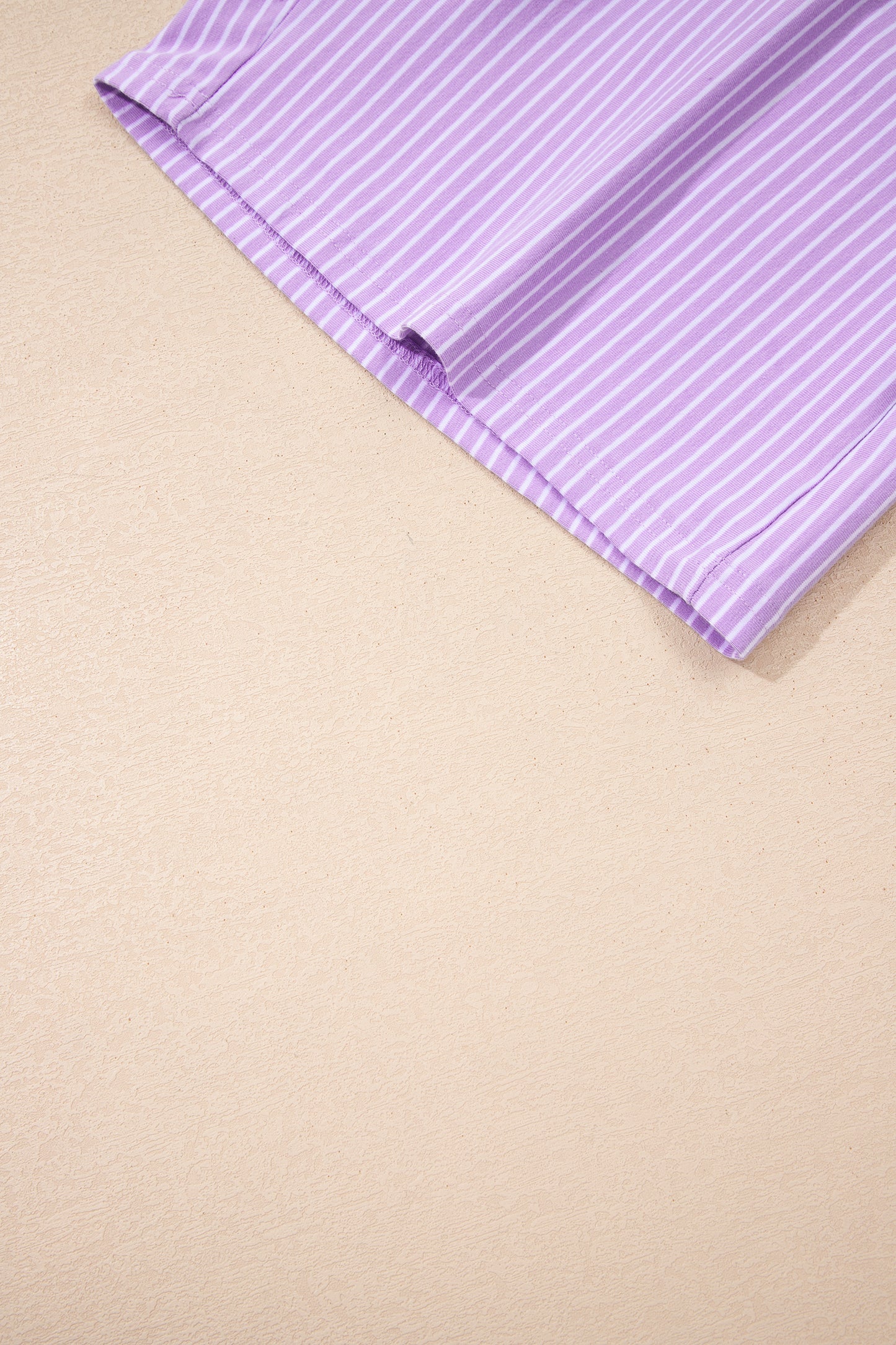 Purple Stripe Dolman Sleeve Polo Shirt and Drawstring Shorts Set