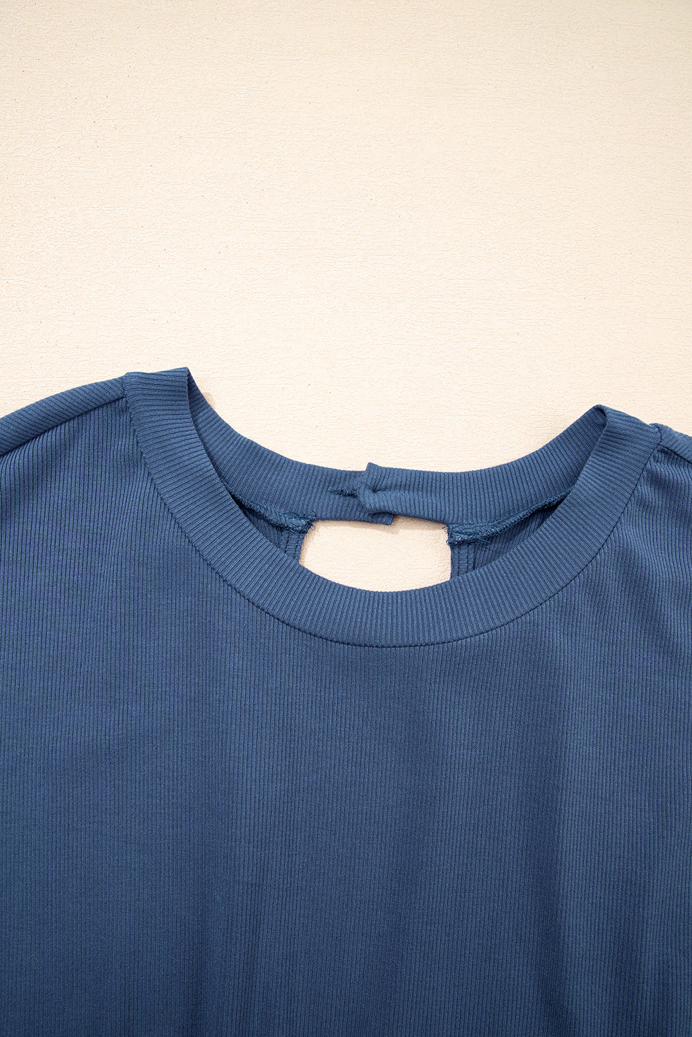 Ashleigh Blue Knit Open Back Cap Sleeve Drawstring Romper