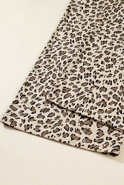 Brown Leopard Bib Wide Leg Jumpsuit