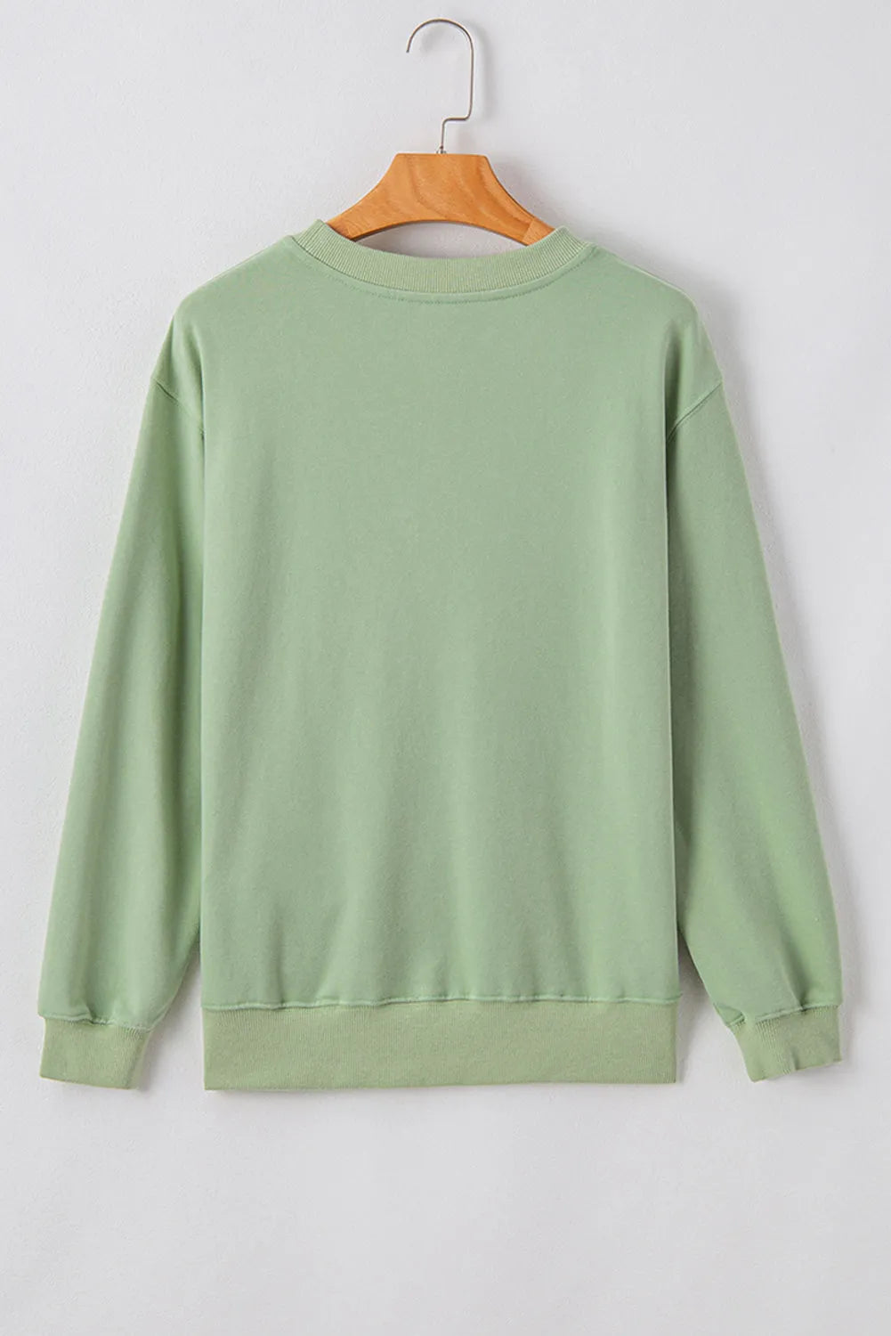 Smoke Green Plain Drop Shoulder Crewneck Pullover Sweatshirt - Chic Meadow Boutique 