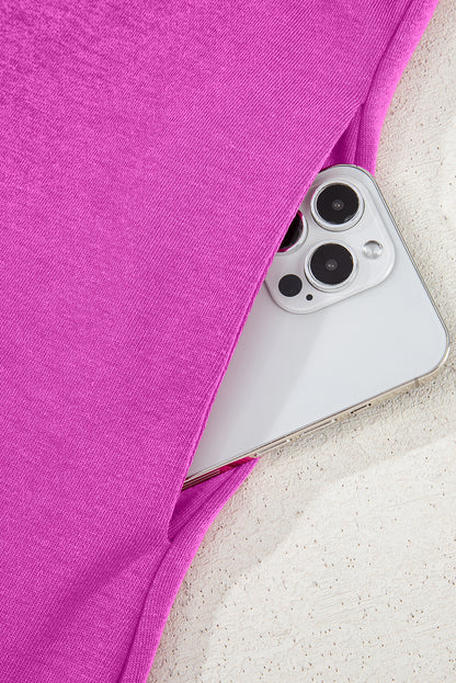 Purple Orchid Color Contrast Trim V Neck Shift Sleeveless Mini Dress