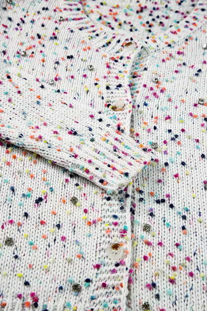 White Multicolor Confetti Sweater Cardigan - Chic Meadow Boutique 