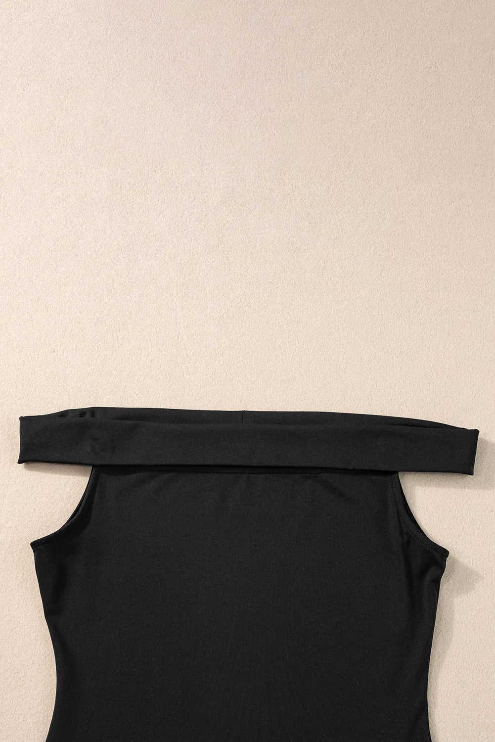 Black Folded Off Shoulder Slim Top - Chic Meadow Boutique 