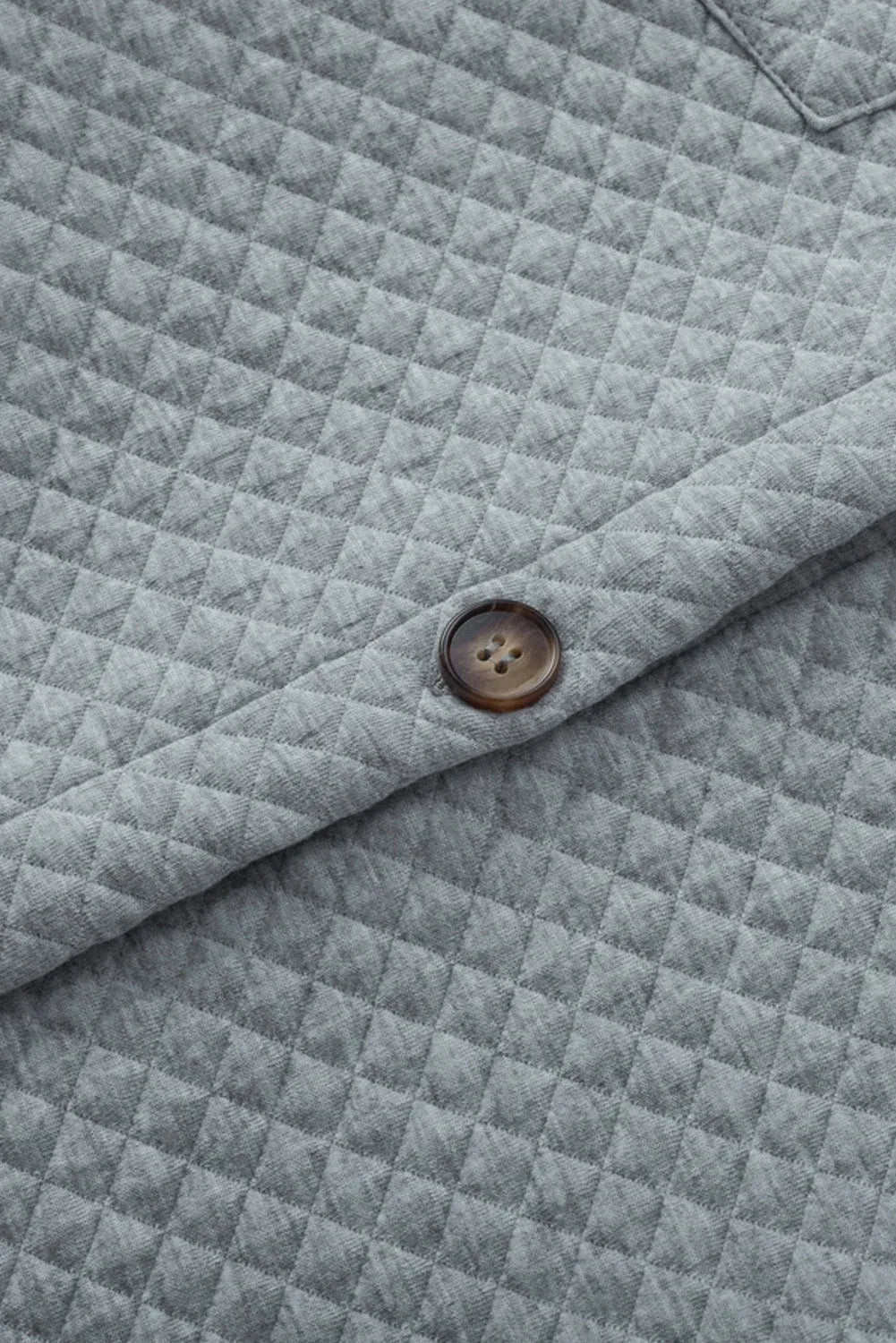 Gray Retro Quilted Flap Pocket Button Shacket - Chic Meadow Boutique 