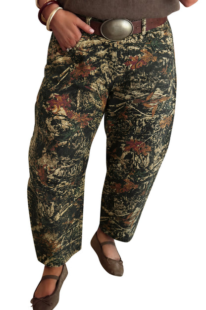 Multicolour Western Woodland Camouflage Straight Leg Shift Jeans