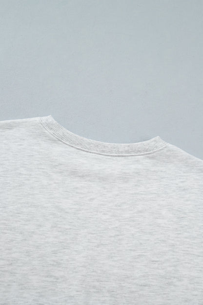 Light Grey Game Day Letter Embroidery Long Sleeve Round Neck Sweatshirt