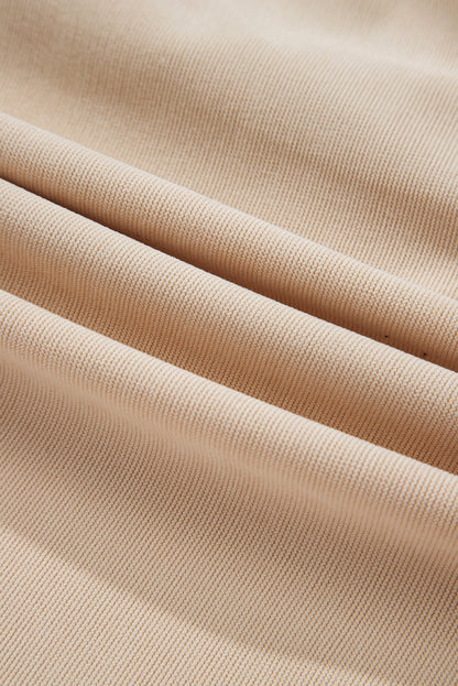 Oatmeal Corduroy Half Button Collared Long Sleeve Mini Dress