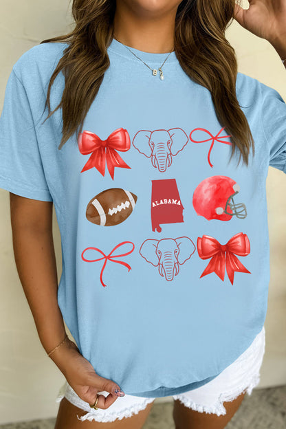 Light Blue Alabama Game Day Rugby Graphic T Shirt