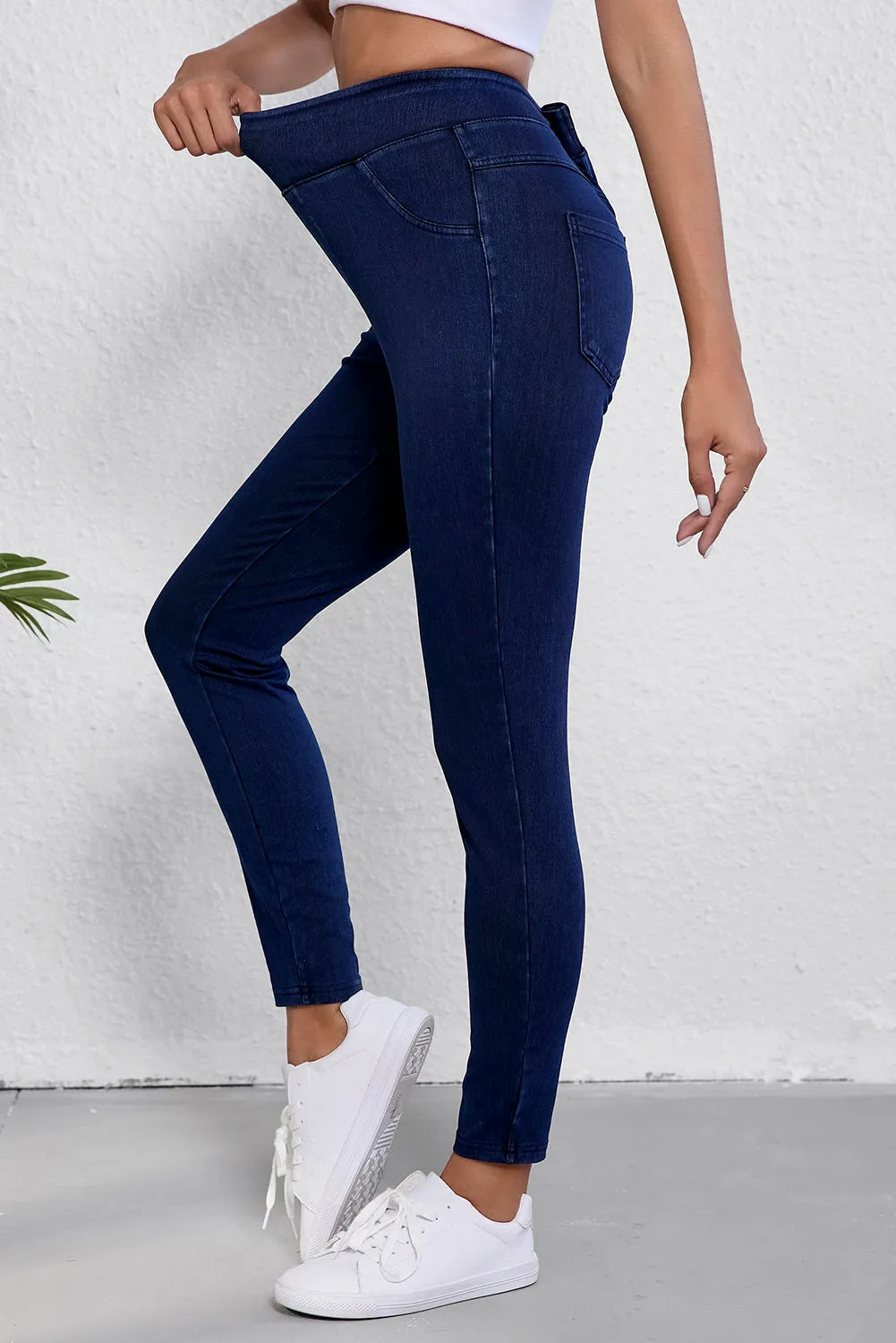 Ashleigh Blue Solid Color High Waist Stretchy Slim Fit Jeggings - Chic Meadow Boutique 