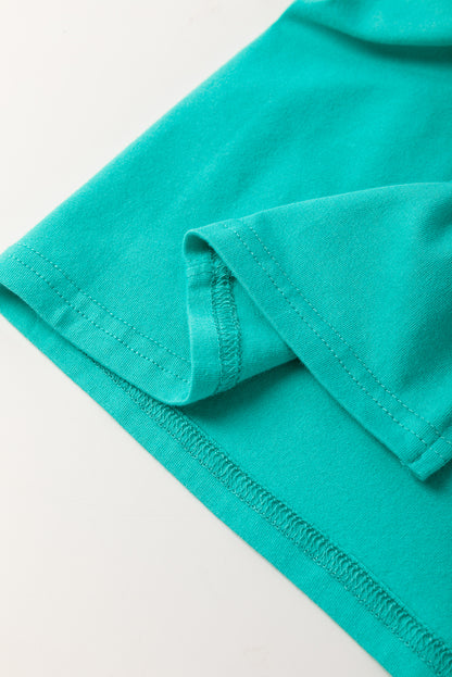 Aruba Blue Frayed Denim Star Patched Oversize T Shirt