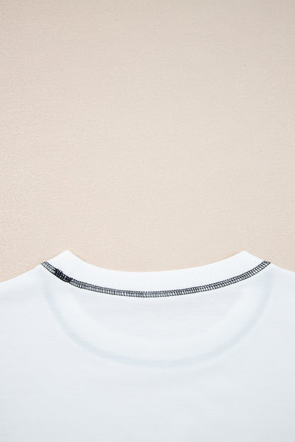 White Stripe Colorblock Patchwork Contrast Stitching Oversize Sweatshirt