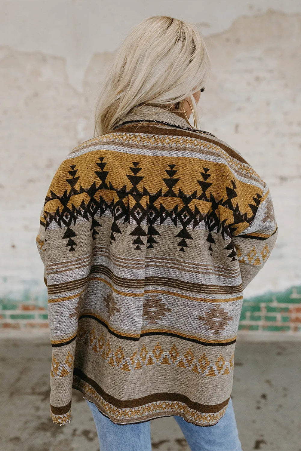 Brown Western Aztec Print Jacket - Chic Meadow Boutique 