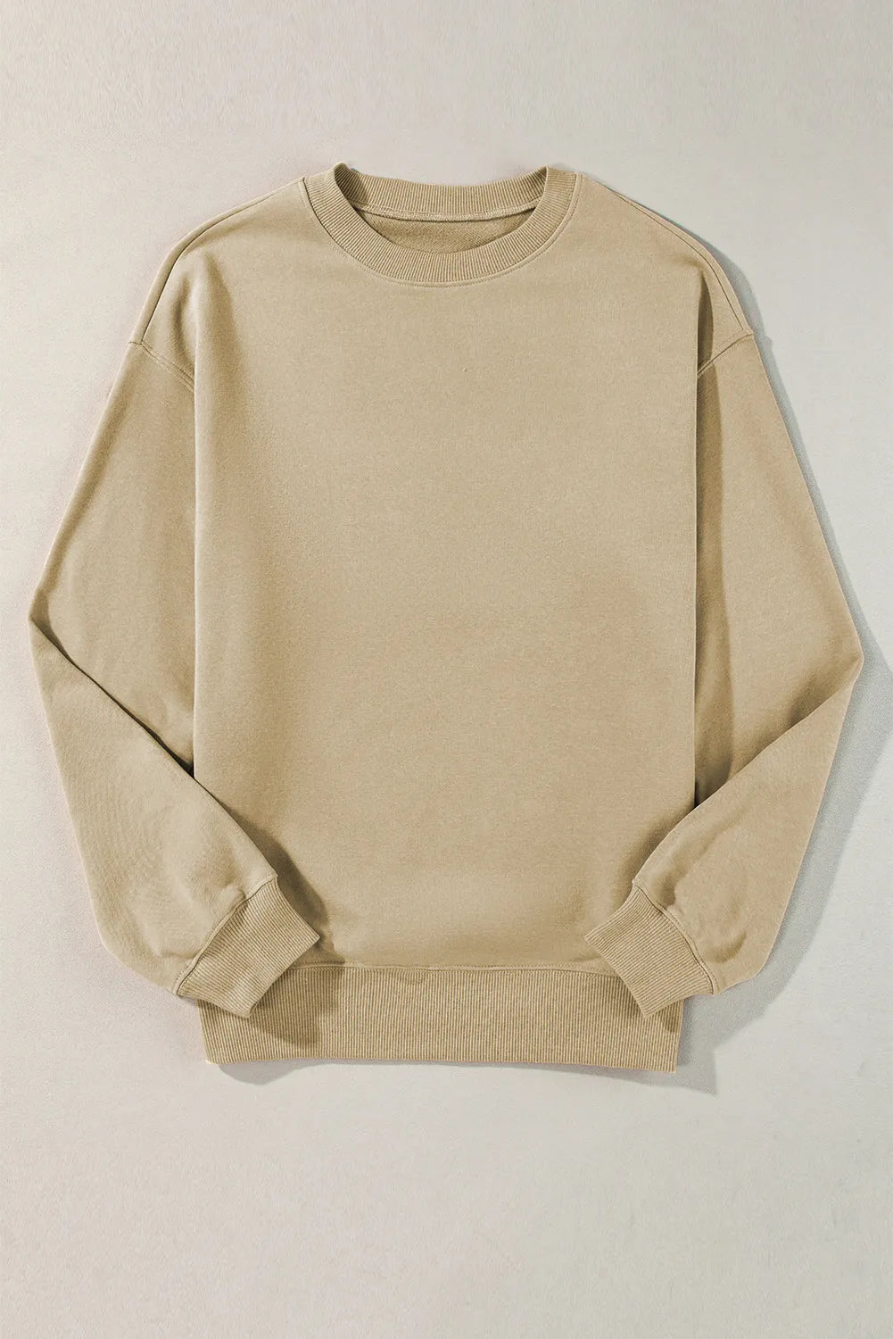 Parchment Solid Fleece Lined Crew Neck Casual Sweatshirt - Chic Meadow Boutique 