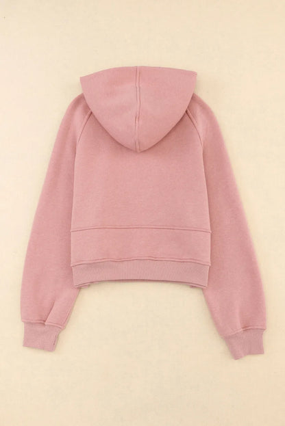 Pink Quarter Zip Kangaroo Pocket Hoodie - Chic Meadow Boutique 